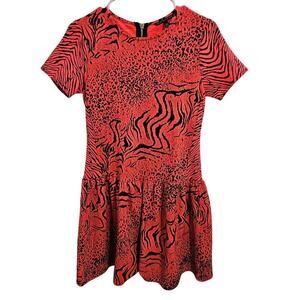 Victoria's Secret Dress Neon Orange/Red Drop Waist Animal Print Dress. Size XS.